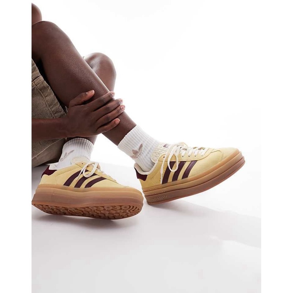 adidas Gazelle Bold Women's Size 9 Almost Yellow Maroon Sneakers Shoes IF5937 - Picture 4 of 8